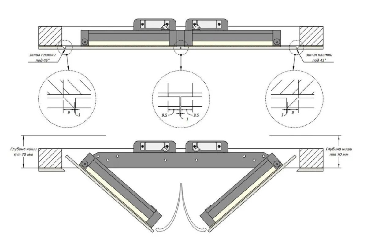 Люк двустворчатый Shagma 80х100 ревизионный под плитку ЛС800x1000Д 4 Люк двустворчатый Shagma 80х100 ревизионный под плитку ЛС800x1000Д — изображение 4
